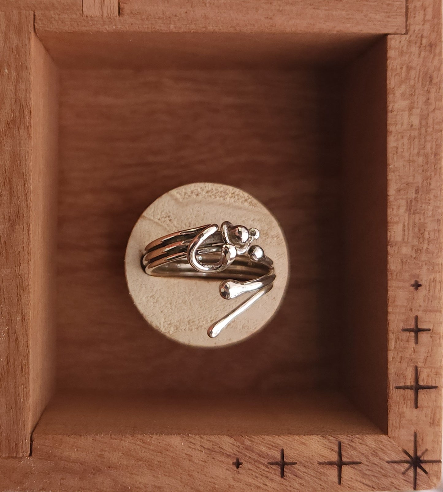 'Trio' 925 Sterling silver adjustable ring