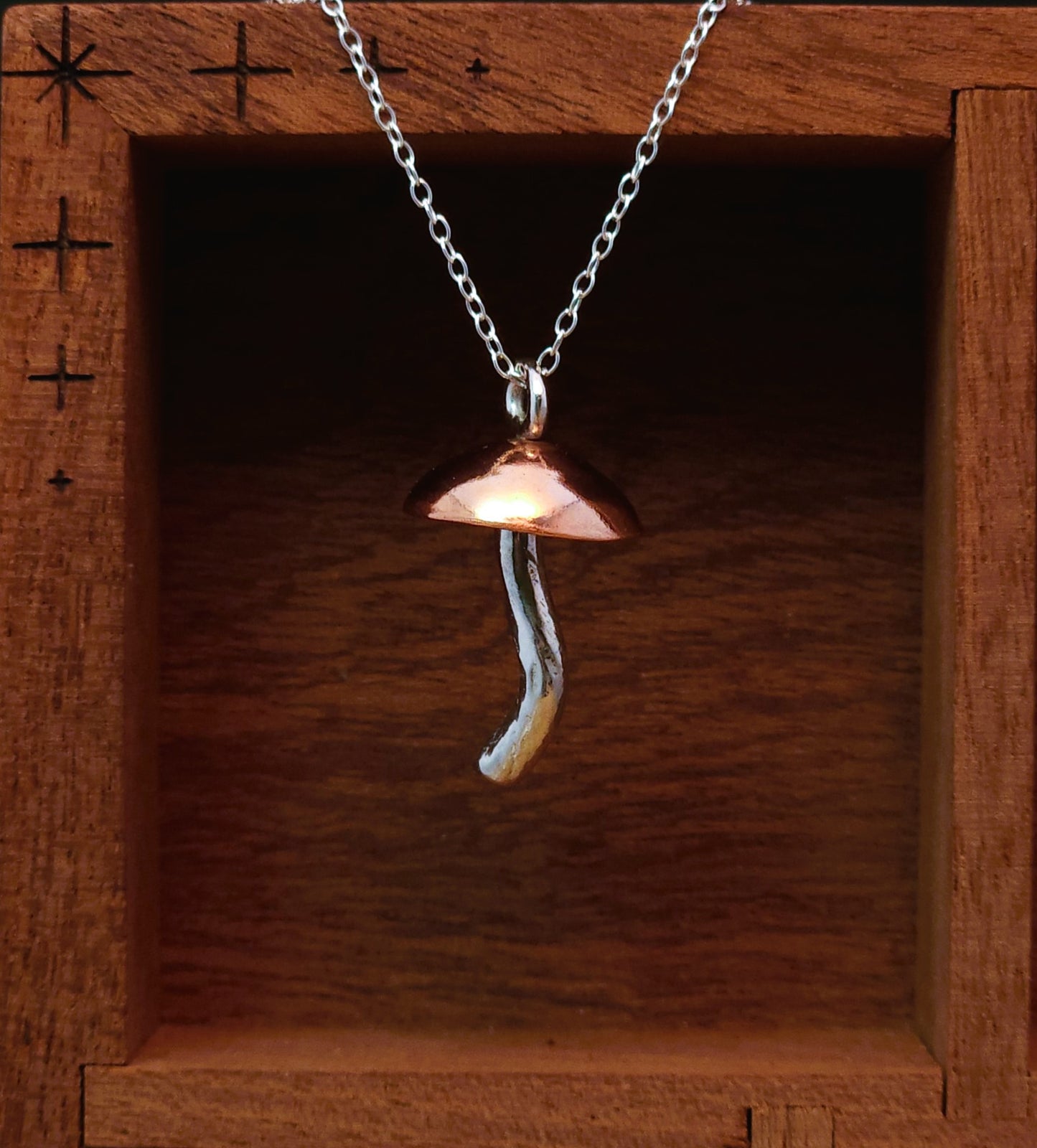 "Copper Caps" Mushroom Pendant #1