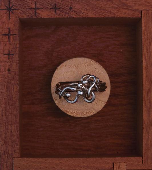 "Serpents" 925 Sterling silver adjustable ring